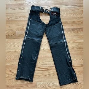 Interstate leather motorcycle chaps pants men’s black extra small XS